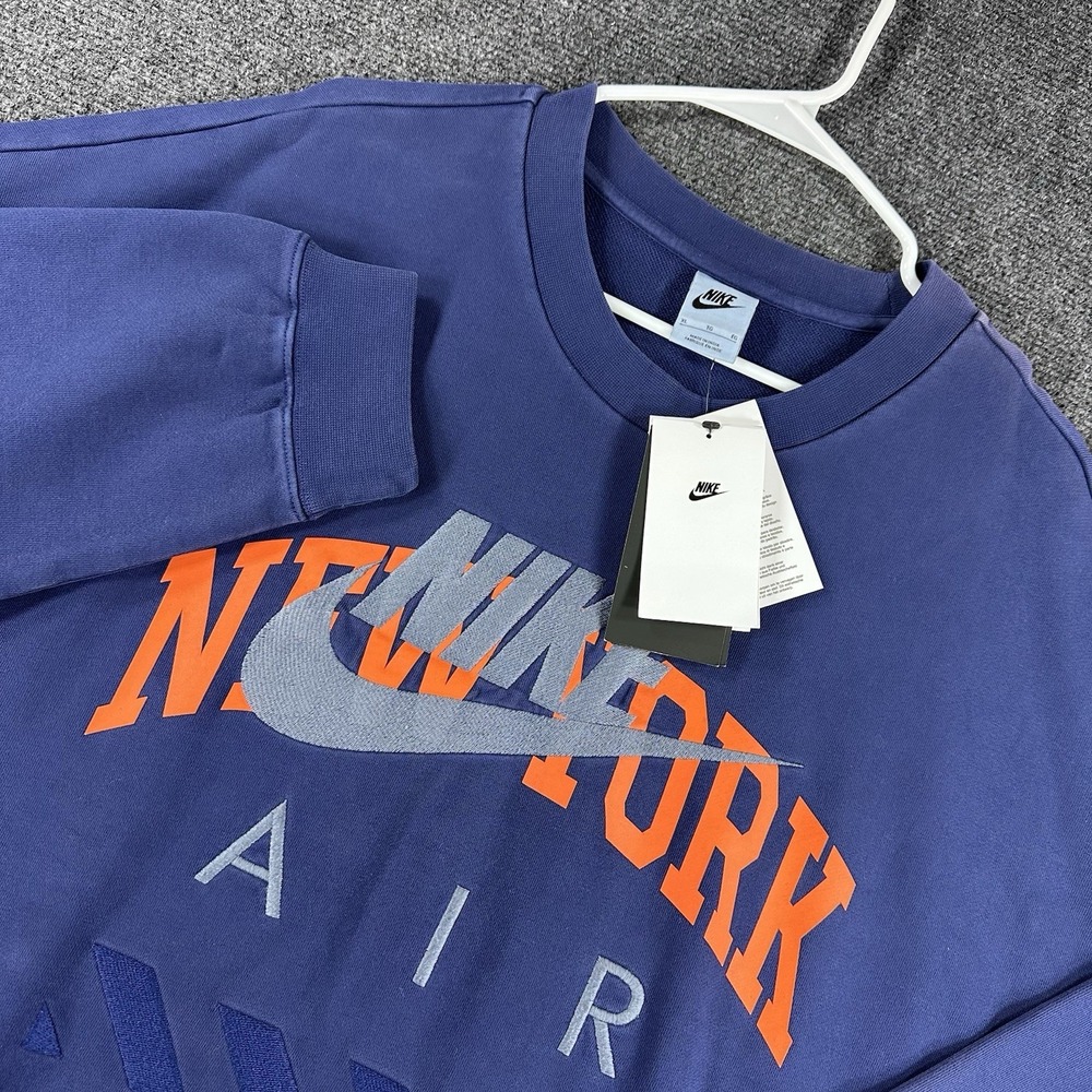 Nike Air NYC Fleece Crew Blue Orange White Men's Sz XL (HQ1101 492)